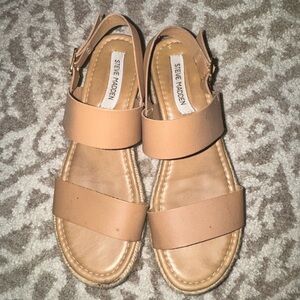 Steve Madden Neutral Tan Double Strap Slingback Sandals